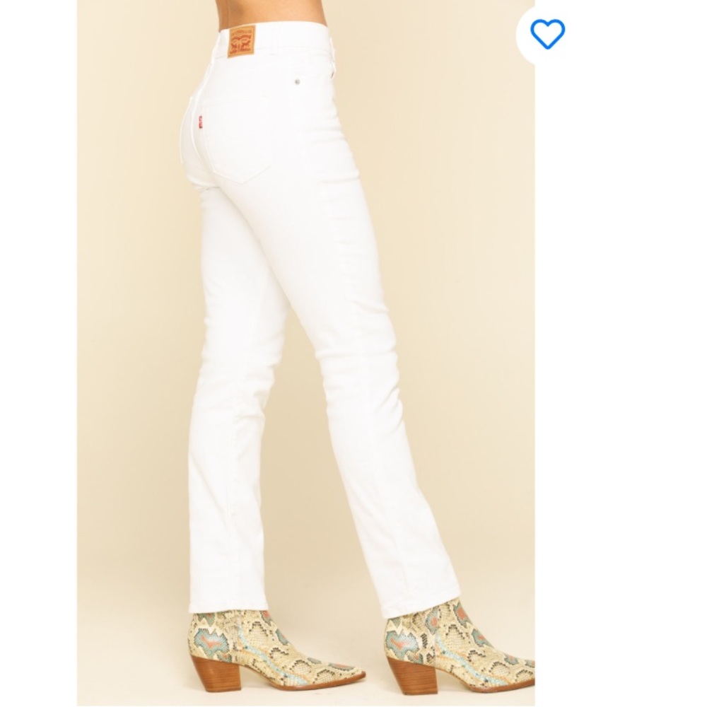 Levi's Women's White Straight Leg Jeans with Classic Five-Pocket Fit